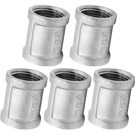 JoyTube 1" Female NPT Coupling, 1-3/4" Length Stainless Steel Coupler Cast Pipe Fitting (Pack of 5)