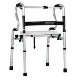 EldHilfe Folding Walker with Seat and Storage Bag, Adjustable Height, 2-in-1 Fixed，Cross Walk Modes, Portable Aluminum Alloy Walker for Elderly, Disabled, and Mobility-Impaired Users