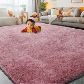 8x10 Area Rugs for Living Room Bedroom, Large Area Rug Shaggy Carpet Soft Plush Furry Bedside Rug, Rugs for Home Decor (Blush, 8 x 10)