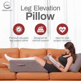 Single Leg Elevation Pillow Post Surgery Leg Pillow | Memory Foam Ankle Knee and Leg Wedge Pillow for Injury After Surgery – Foot, Leg Pain, Hip, Knee Pain, Improve Blood Circulation 29” x 13” x 9.5"