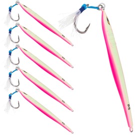 Tuna Riser Jig 80g 1,5,10 Packs Green/Pink (5 Pack, Pink Glow)