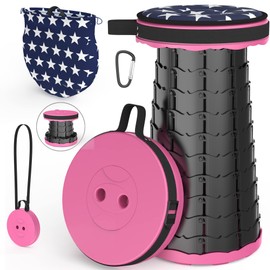 2024 Upgraded Portable Collapsible Stool with Cushion,Camping Retractable Folding Stool,Outdoor Folding Adjustable Stool,More Sturdy Capacity 440Ib,for Garden Hiking Travel BBQ with Carry Bag