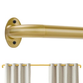 Gold Blackout Curtain Rod,Wrap Around Curtain Rods For Windows 34 to 64 inch,1 Inch Diameter Adjustable Heavy Duty Curtain Rods for Bedroom For Sliding Glass Door 34-64 Inch (Gold, 34-64 Inch)