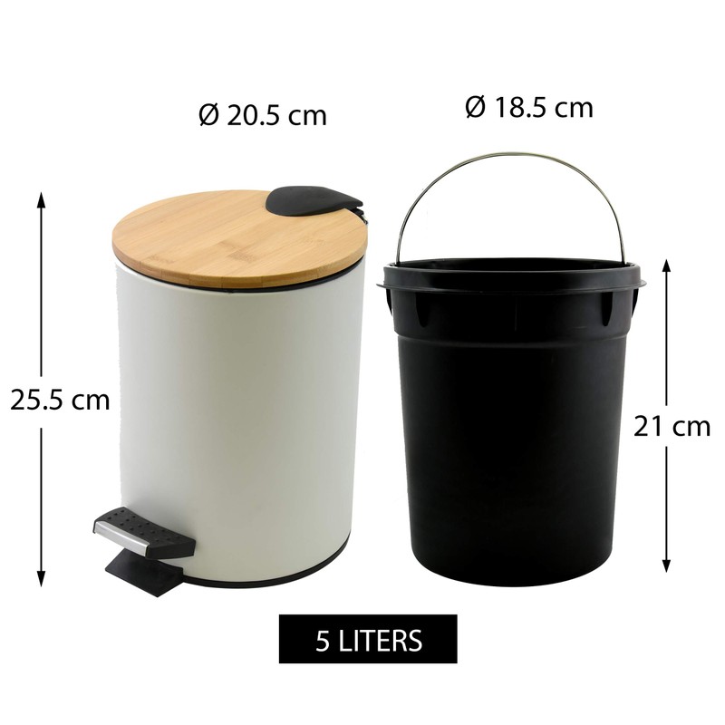 Spirella Adonis Pedal Bucket with Insert 3L Black, Black, 3