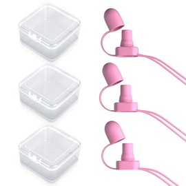 [3 Packs] Pouch Topper No Spill No Squeeze Baby Food Pouch Topper No Spill Softsip Food Pouch Tops Baby Food Pouch Toppers No Spill (Pink with Case)