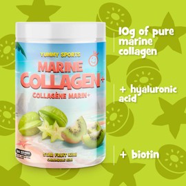 Yummy Sports Marine Collagen+ Powder - Marine Collagen Supplement Powder for Hair Nail Skin and Joint Health - Collagen Marine Powder for Men Women - 435G, 30 Servings - Star Fruit Kiwi