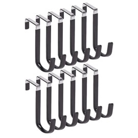 HANGZIGD Over The Door Hooks, Door Hangers Hooks,Extra Long 5" Rustproof Organizer Hook with Soft Rubber Padding, No-Scratch Design for Towels, Robes, Coats, Bags (12 Pack Black)