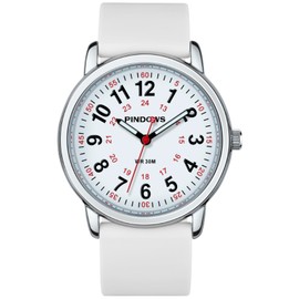 PINDOWS Women Watches, Student Unisex Analog Quartz Women Wrist Watch, 30M Waterproof Military Time Display Visibility Luminous Dial, JP2106N2: White Silver, Classic