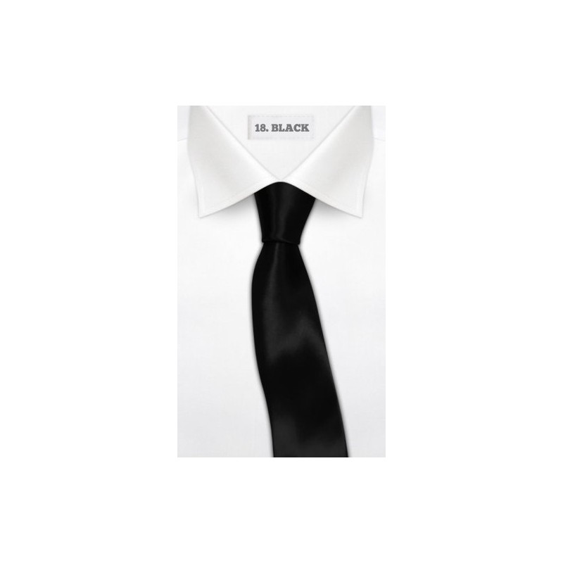 OM3® K-02 Black Slim Tie Men's Tuxedo Slim Plain Tie