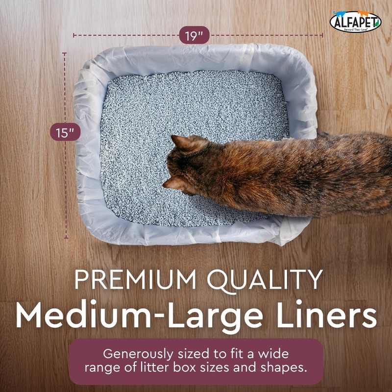 Alfapet Cat Litter box liner Disposable, Elastic Liners- 24-count-For Medium