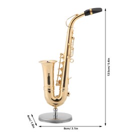 Tyenaza Miniature Alto Saxophone, Mini Saxophone Replica Gold Plated Musical Instrument Model Ornaments with Stand and Case
