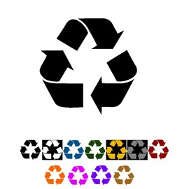 Recycle Bin Vinyl Decal Labels Design #2 Adhesive Recycling Stickers Trash Can Emblem (5" x 5", Gold)
