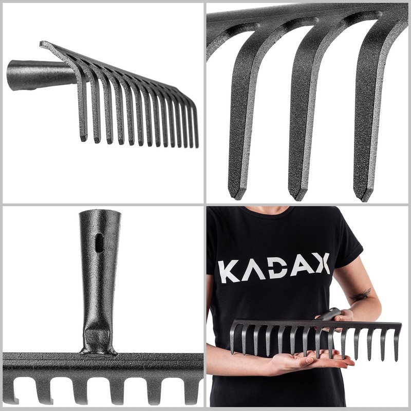 KADAX Garden Rake without Handle, Steel Garden Rake, Lawn Rake