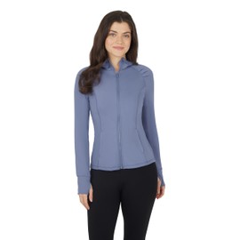 Yogalicious Full-Zip Lightweight Hooded Running Workout Yoga Lux Jacket with Pockets - Wild Wind - XL