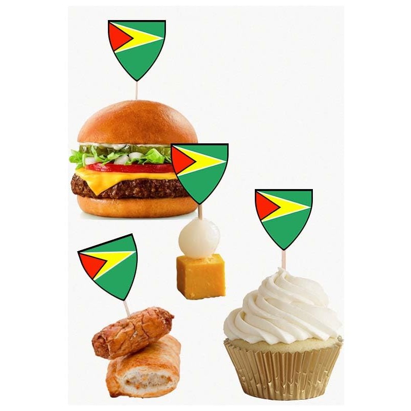AK Giftshop Guyana Flags Party Food Sticks Picks Cupcakes Decorations