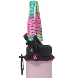 One MissionX Paracord Handle Compatible with Yeti Rambler 36oz 26oz 18oz 12oz 46oz Water Bottles, Durable Carrier Strap - Holder(Diamond Rainbow/Comp+Starter)