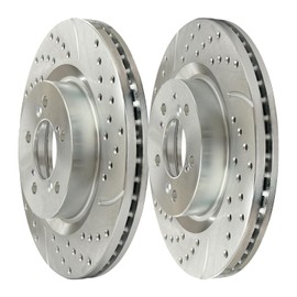 AutoShack Pair of 2 Front TurboGuard Coated Drilled Slotted Silver Brake Rotors Driver and Passenger Side Replacement for 2011-2014 Honda Odyssey 2009-2014 Acura TL 3.5L 3.7L V6 AWD FWD PR41540DSCPR