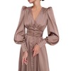 xxxiticat Women's Puff Sleeve Satin Maxi Dress Long Lantern Sleeve