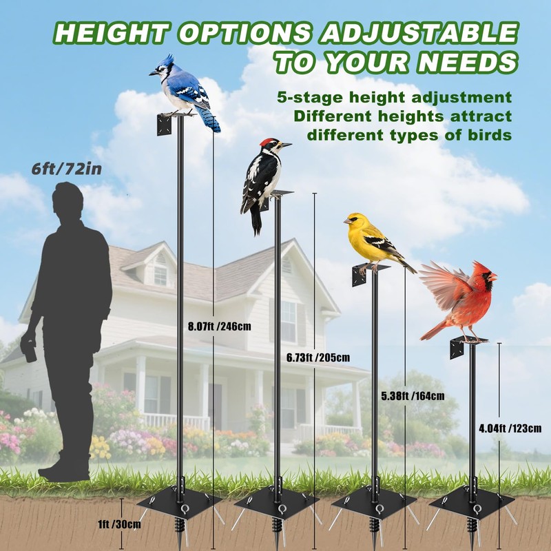 Upgraded Heavy Duty Bird Feeder Pole, 92 Inch Squirrel Proof