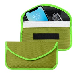 Lyxheth 2PCS Faraday Bags for Car Key and Cell Phone, Signal Blocking Bag, Faraday Key Fob Protector, Universal Cell Phone Privacy Card Protection Car Accessories for Anti-Thefting (Green)