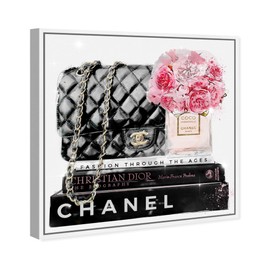 The Oliver Gal Artist Co. Fashion and Glam Wall Art Canvas Prints 'Elegant Essentials Paris' Handbags Home Décor, 12 in x 12 in, White Floating Frame