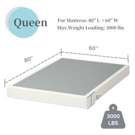 Aardhen Aardhen Queen Box Spring 5 Inch High Profile Strong Metal Frame Mattress Foundation, Quiet Noise-Free,Easy Assembly, 3000lbs Max Weight Capacity