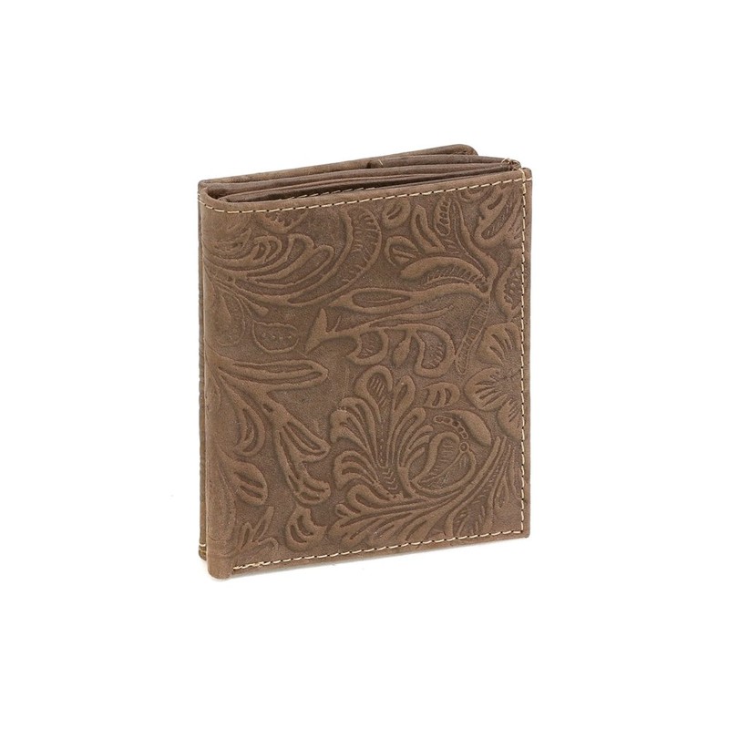 Leather Boxed Style wallet with Flower print and large coin