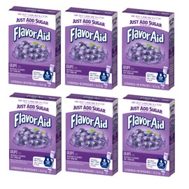 FlavorAid Aguas Frescas - Grape Flavor - Powdered Drink Mix Pack of 6-6 Sticks Per Box - Each Stick Makes 2 Quarts - Singles To Go! Pitcher Packs - Great Flavors