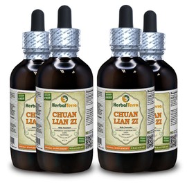 Chuan Lian Zi, Toosendan (Melia Toosendan) Tincture, Dried Fruit Liquid Extract (Brand Name: HerbalTerra, Proudly Made in USA) 4x4 fl.oz (4x120 ml)