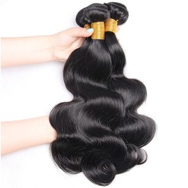AiPliantfis Human Hair Bundles, Body Wave Brazilian Hair Bundles, Real Hair Wefts, Natural Black Human Hair Extension, Double Weft Grade 8A Unprocessed Brazilian Remy Hair, 18 20 22 Inches