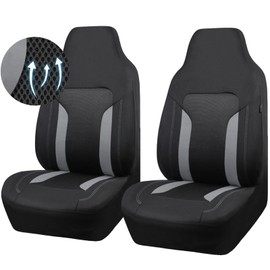 CAR PASS Bucket Gray Car Seat Cover Front Seats, 3D Air Mesh-100% Breathable Sporty Fabric High Back Airbag Compatible, Universal Fit Automotive SUV Truck Sedan Vans, Two Front 2 Piece Black Gray