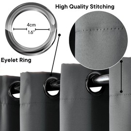 Dreamscene Eyelet Blackout Curtains Set of 2 Thermal Ring Top Window Treatment Panels - Charcoal Grey, Width 46" x Drop 72"