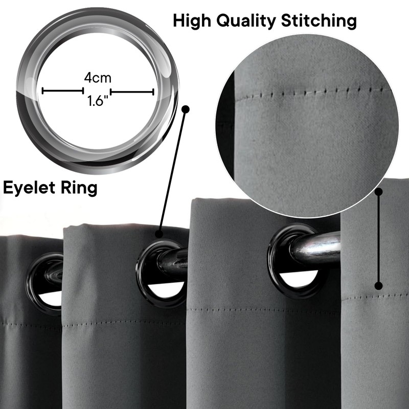 Dreamscene Eyelet Blackout Curtains Set of 2 Thermal Ring Top