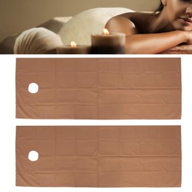 Spa Massage Bed Sheet Reusable 2Pcs Massage Bed Sheet Oil Proof Waterproof Polyester SPa Salon Table Cover With Face Hole Mattress Soft Cotton Beauty Salon (brown)