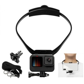 Azragon Neck Holder Mount with Strap for GoPro, DJI OSMO, Insta360, & Phones - Ultra-Lightweight, Budget-Friendly Hands-Free Camera Mount (Black)