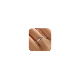 AIBELOPY Heart Rings for Women Mother Daughter Friendship Knot Ring Promise Ring for Her 925 Sterling Silver 14K Gold Plated Cubic Zirconia Stackable Ring Purity Rings (Silver, 9)