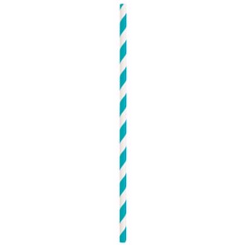 Unique Caribbean Teal Striped Paper Straws, (10 Count) - Eye-Catching & Eco-Friendly Party Straws to Elevate a Event