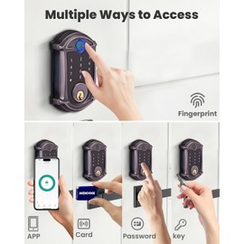 Keyless-Entry Deadbolt Smart Lock Digital Exterior Locks for Front Door,Smartphone Control Fingerprint Door Lock with Keypad and Key Fob,Waterproof IP56 Venetian Bronze - MENDOCK UF02-VB GreenShield