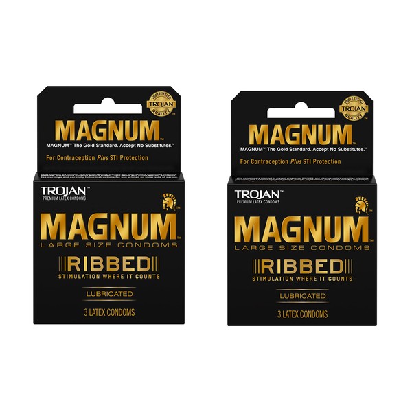 Product Of Trojan, Magnum Ribbed Lubricated, Count 6 (3Pk) - Birth Control/ Grab Varieties & Flavors