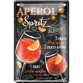 Schilderkreis 24 Tin Signs Cocktail Recipe Decorative Metal Sign for All Bar Counter or Pub Owners Gift for Birthday or Christmas 20 x 30 cm (Aperol)