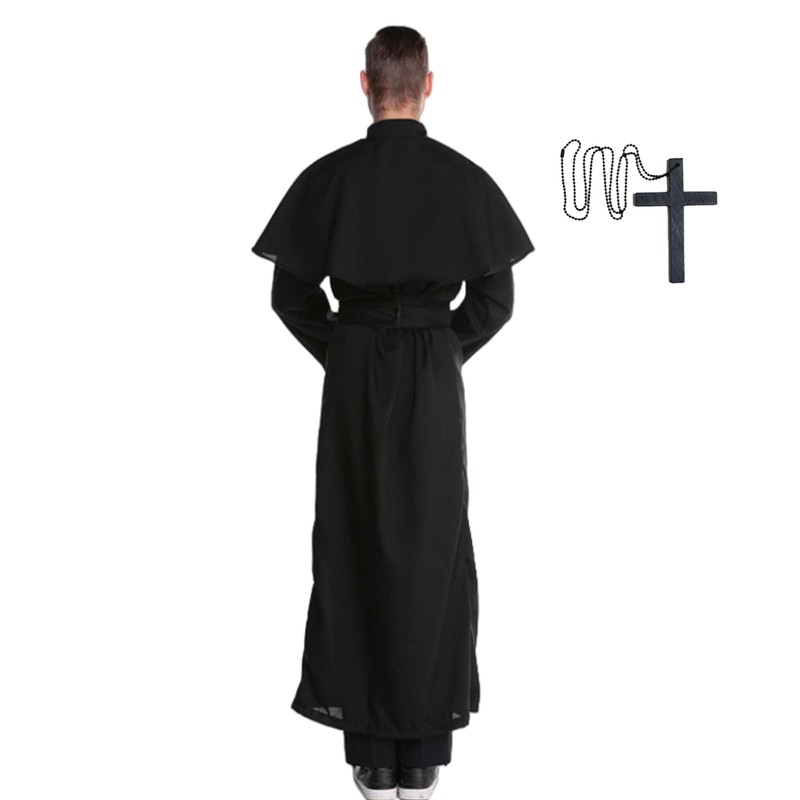 YTWS Priest Costume For Adult Men Halloweeen Exorcist Costume Wizard