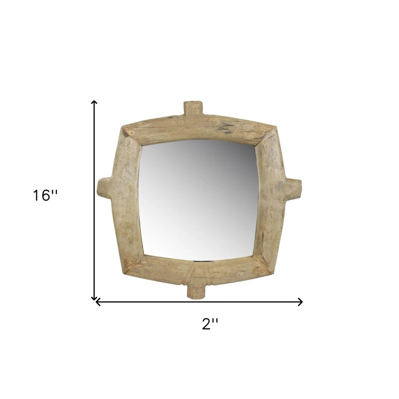 Homeroots Natural Wooden Square Wall Mirror