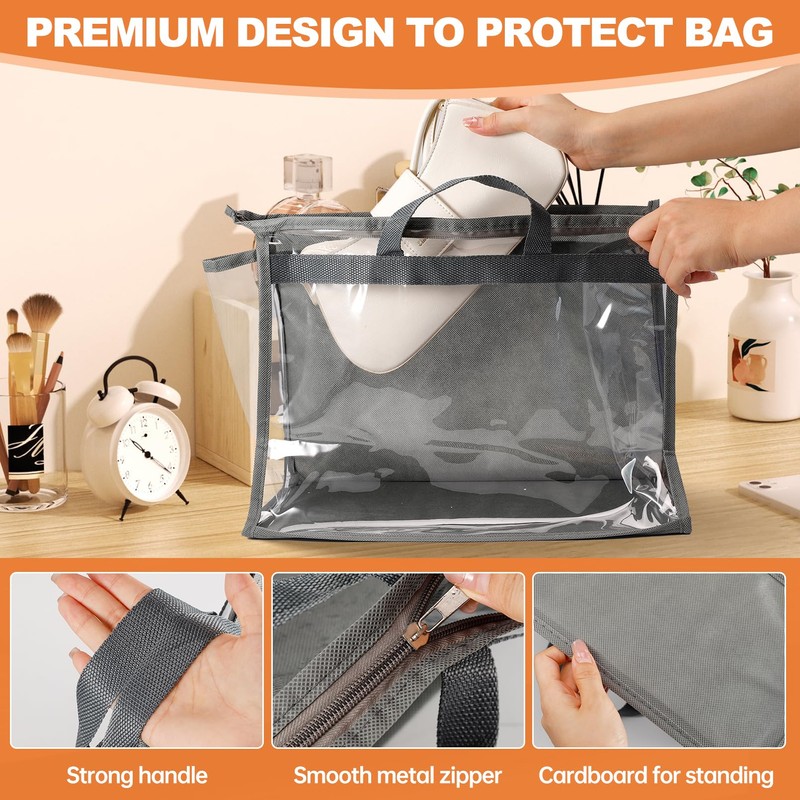 Bgtecho 12 Pack Handbag Storage,Storage Organizer with Zipper & Handle,Dust
