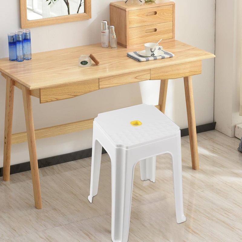 Afromy White Sitting Stool, Stacking Stools Chairs for Home, Office,