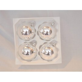 Jingle Bells Lauscha Christmas Tree Decoration 8 cm Ball Silver Plain 4x Mouth-Blown