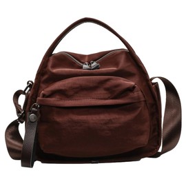 Casual Nylon Front Pocket Handbag Lightweight Large Capacity Cross Body Bag Outdoor Shoulder Bags for Women 2025, Coffee