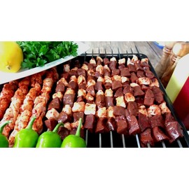 Hes Group Shish Kebob Skewers for Grilling, Wooden Handle BBQ Grill Sticks, 6 Pcs, 16 in