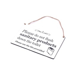 Stylish and Bold, White and Black, SANITARY BIN Sign Plaque Notice for Toilet, Bathroom, W.C