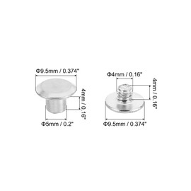 PATIKIL M5x4mm Chicago Screws, 100 Sets Chicago Screws Phillips Binding Post Screw Bolts Leather Rivets Brass Fasteners Connectors Steel for Leather Belt Scrapbook Photo Albums, Silvery