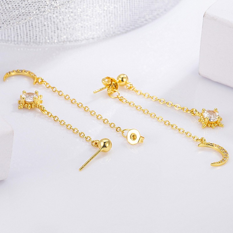 RofYof Moon and Star Dangle Earrings for Women Chain Tassel